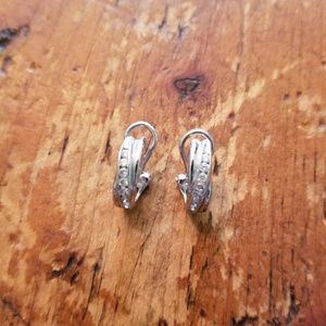 14k White Gold /Diamond Huggie Earrings